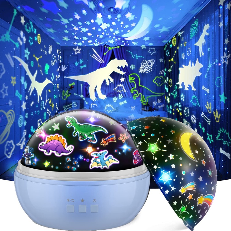 EUCOCO Dinosaur Toys for Boys Dinosaur Night Light Projector Toys for 2-12 Year Old Boys Gifts for 1 2 3 4 5 6 Year Old Boys Toys Age 2-7 Year Old Gifts Sensory Lights Toys Projector Light for Kids Blue