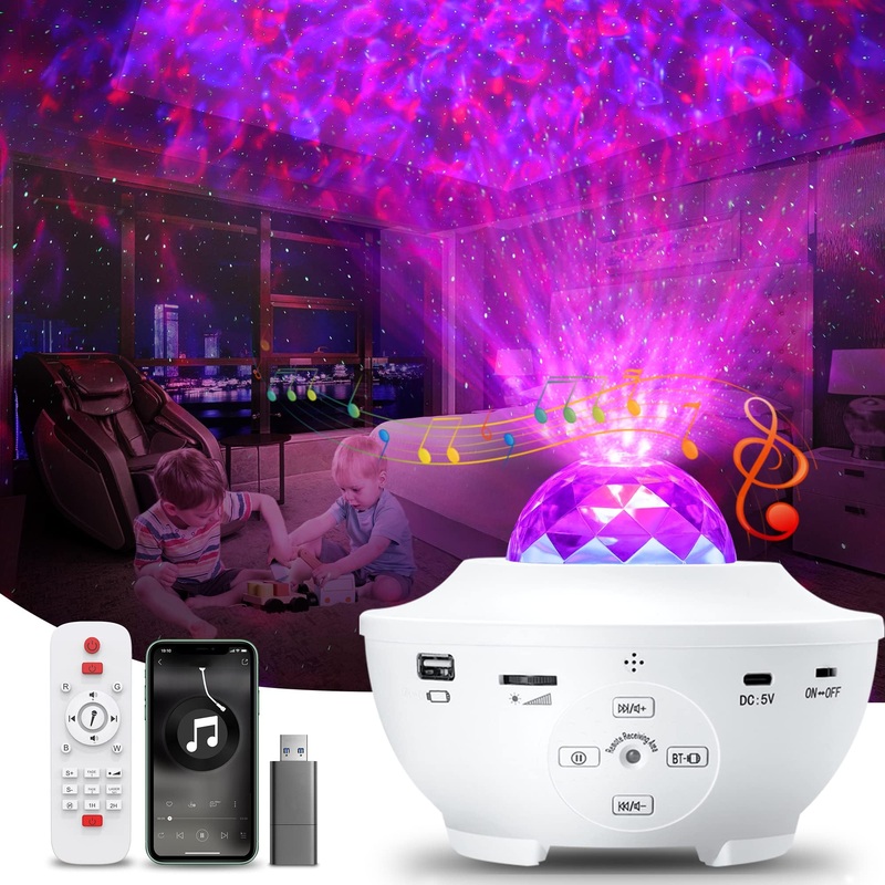 Galaxy Light Projector Star Projector with Remote Control 10 Change Colors Led Projector Light Built-in Bluetooth Music Speaker & Timer for Baby Ambiance Light Room Decor Festival Gift White