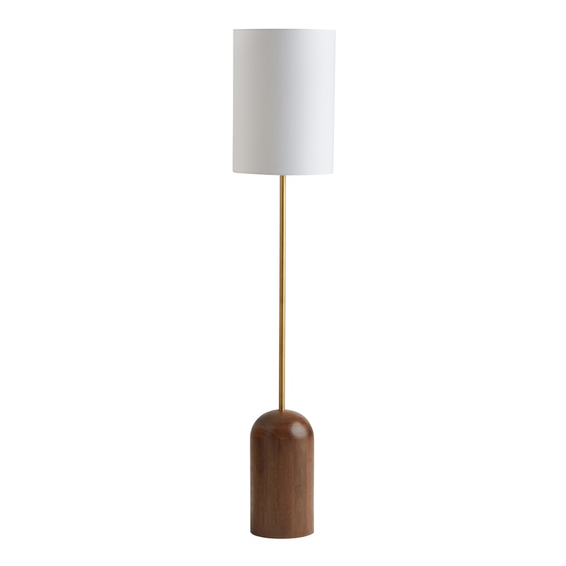 Gold and Walnut Brown Plinth Floor Lamp
