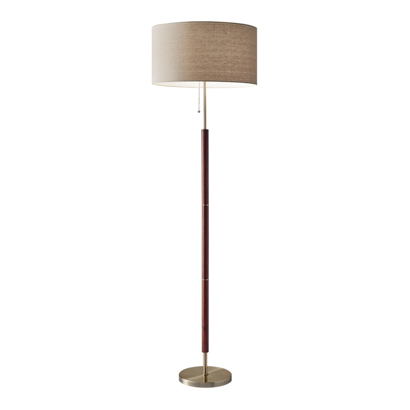 Hamilton Wood And Antique Brass Floor Lamp