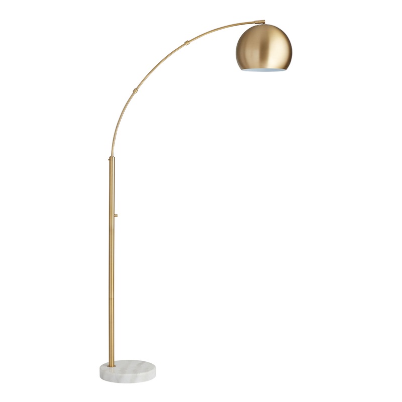 Hayden Brass And White Marble Arc Floor Lamp