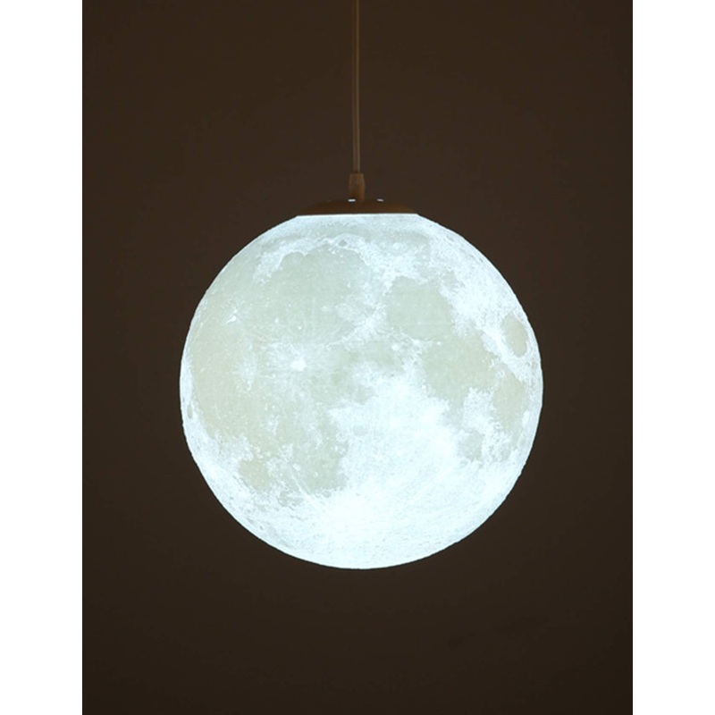 Kruihan pendant lamp moon 3D print moon ceiling light industrial deco planet lamp moon lamp ceiling luminaire height adjustable for children’s room restaurant bedroom living room 25cm dia25cm