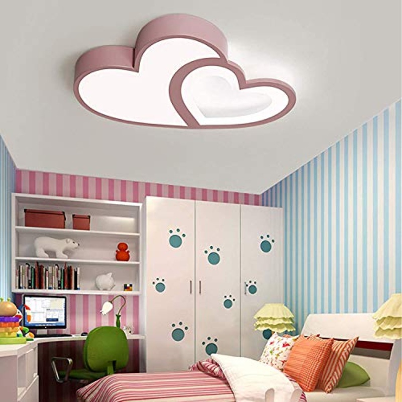 Led children ceiling lamp cartoon lamp children’s room lamp Design acrylic wooden lampschair ceiling lamp room bedroom dimmable with remote control young girl moon star universe chandelier pink pink