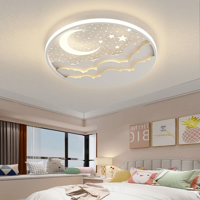 Led children ceiling lamp star moon ceiling lamp for children acrylic lampshade stepless dimming with remote control ultra-thin 6cm bedroom ceiling kindergarten lighting-d50cm white white white D50cm 50W
