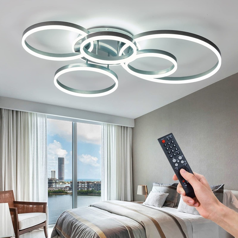 Led dimmable ceiling lamp ceiling spotlight round 4 flame in ring optics 85W living room ceiling light aluminum decorative chandelier for bedroom living room office study white