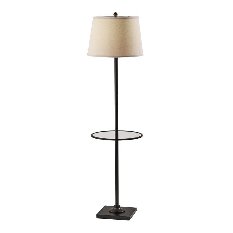 Levitt Black Metal Floor Lamp With Shelf