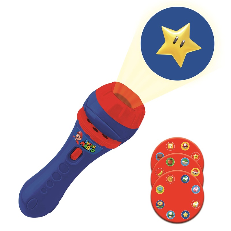 Lexibook LTC050NI Super Mario Brothers Nintendo Flashlight and Projector with 3 Discs 24 Images Create Your own Stories Children’s Toy Blue/Red
