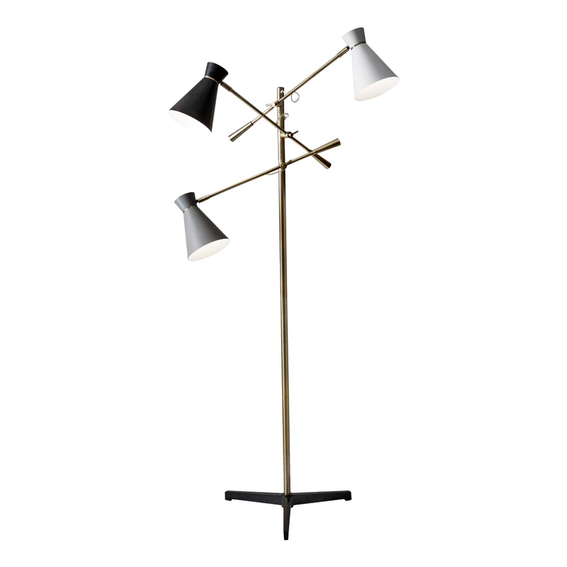 Lyle Black, White And Gray 3 Light Adjustable Floor Lamp