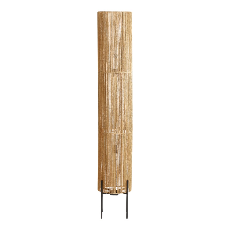 Malia Jute Cylinder and Black Metal 2 Light Floor Lamp