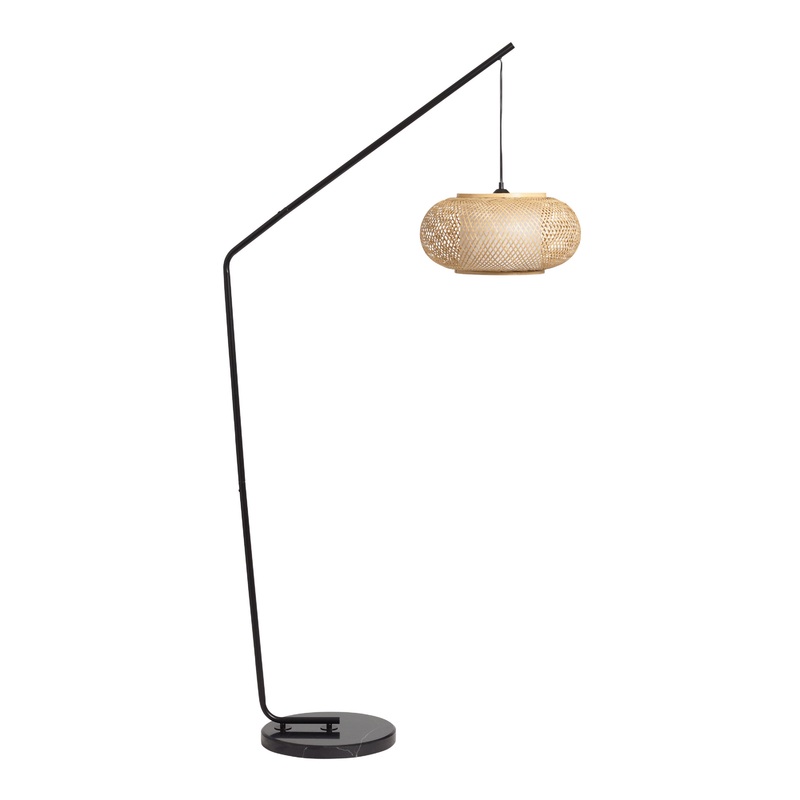 Marble and Bamboo Bali Arc Floor Lamp