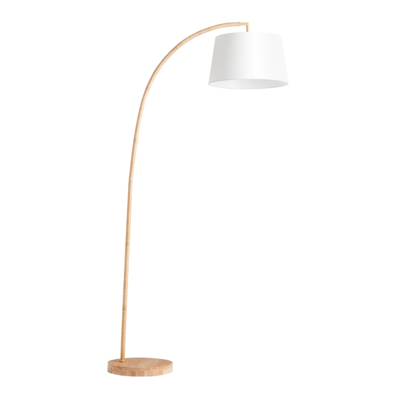 Maya Rattan And Wood Arc Floor Lamp