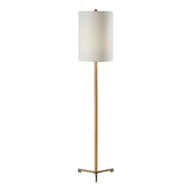 Milton Natural Wood and Metal Tripod Floor Lamp