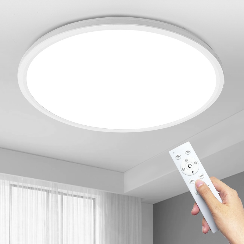 Moonsea 36W LED ceiling lamp flat dimmable with remote control ultra thin ceiling lamp round 3000-6500K 40cm white ceiling lamp flat for living room bedroom children’s room bathroom 36W-dimmable-white1