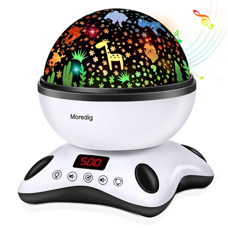 Moredig Baby Projector Night Light Night Light Kids Projector with 12 Music and Timer RemoteKids Night Light for Bedroomwith 8 Lighting Modes Christmas Gifts for Baby Boy- Black White
