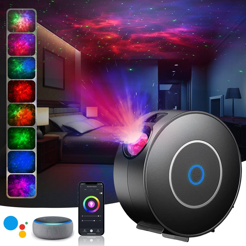 Nineaccy Galaxy Projector Star Projector Night Light with Timer Function/Voice Control/APP Control LED 16 Colors RGB Dimming for Baby Kids Adults Bedroom Room Decor Party Gift (Black)