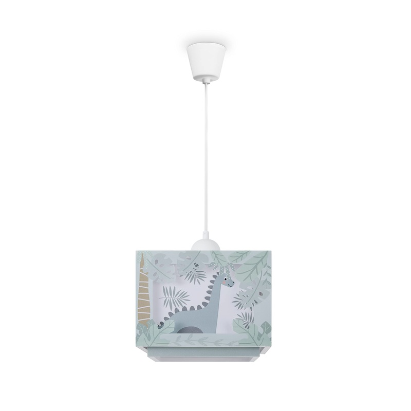 Paco Home hanging lamp children’s room ceiling lamp pendant light dinosaur lampshade fabric E27 dino glow in the dark dino green