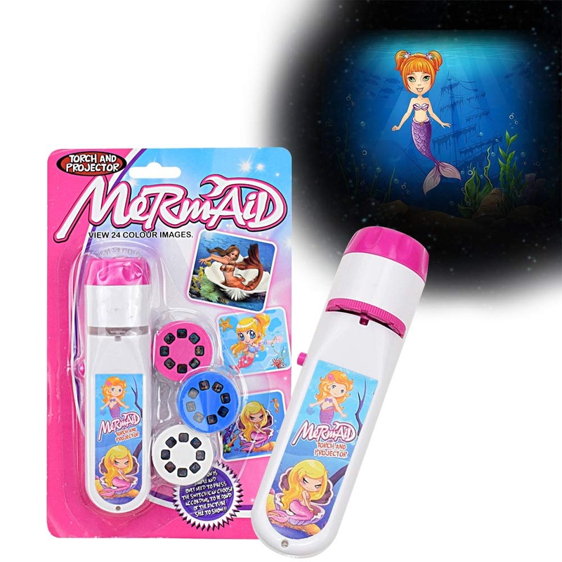Pup Go Mermaid Torch and Projector with 3 Discs 24 Images Pink Torches Toys for Girl Age 3 4 5 6 7 Year Old Kids Fairy Gifts for Girls Projector Night Light for Children Toddler(Mermaid)