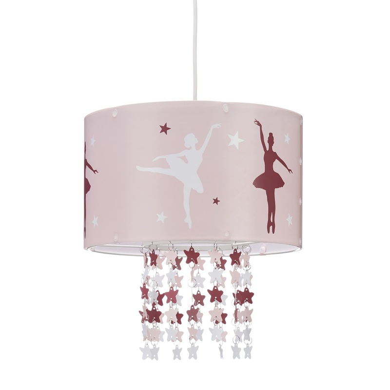 Relaxdays hanging lamp for girls children’s lamp with ballerina motif pendant lamp with star mobile for children’s room pink 30 x 30 x 140 cm