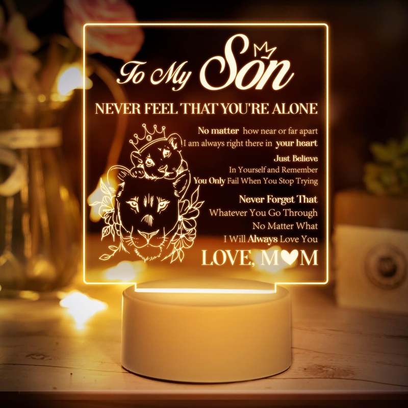 Son Gifts – Son Gifts from Mum Night Light Touching Words Engraved Birthday Gifts for Son Idea Birthday Christmas Gifts for Son Graduation Gifts for Son(High-Quality)