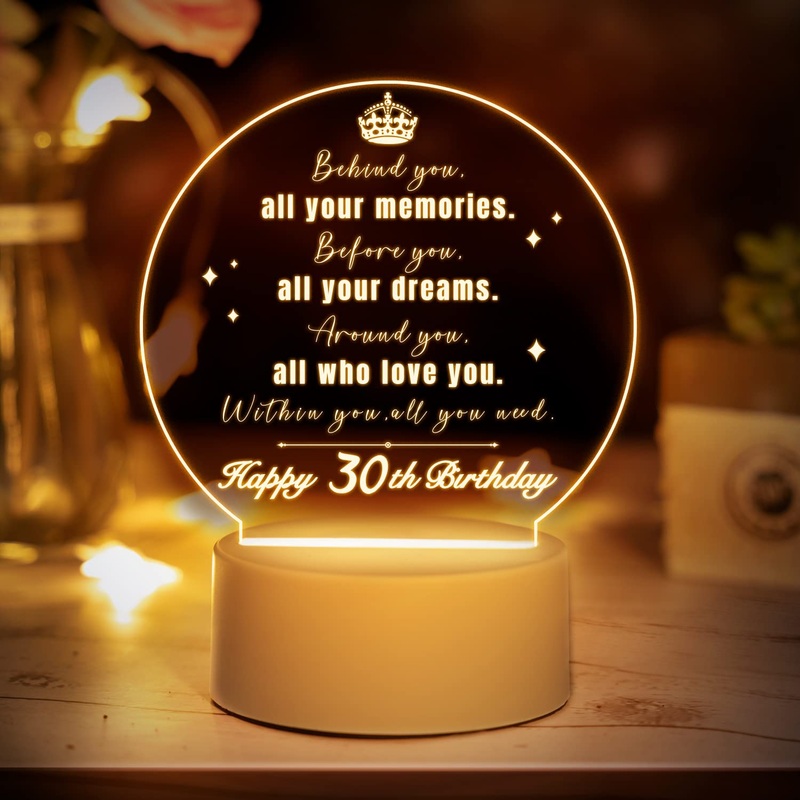 Vetbuosa 30th Birthday Gifts for Women and Men 30 Years Old Birthday Gifts Night Light 1992 30th Birthday for Father Mother Friends Daughter Son Husband Wife Anniversary Idea Night Lamp 30th Birthday Gifts Night Light