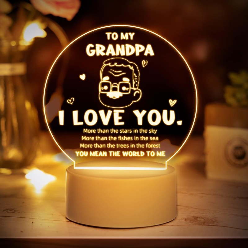 Vetbuosa Grandad Gifts – Acrylic Night Light Gifts for Grandad Grandad Birthday Gifts Best Grandad Gifts Gifts for Grandfather Grandpa from Granddaughter and Grandson I Love You Grandpa Gifts Grandpa Gift Night Light
