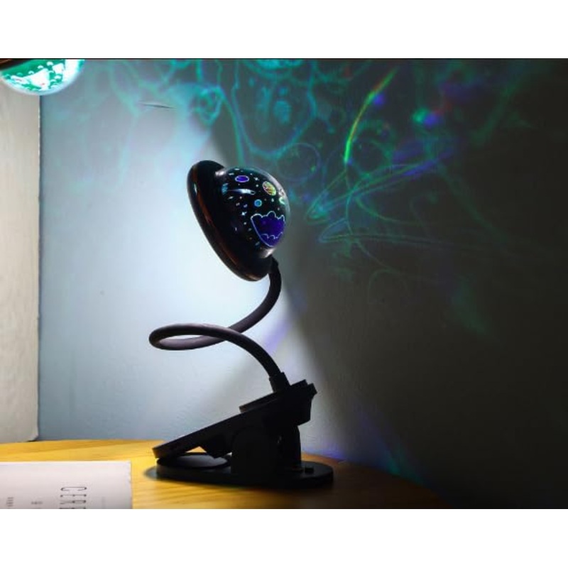Xunhe clamping lamp bed children USB for a fee reading lamp Clamp with star projection dimmable eyes protect reading lamp Clamp 360 adjustable children reading lamp green