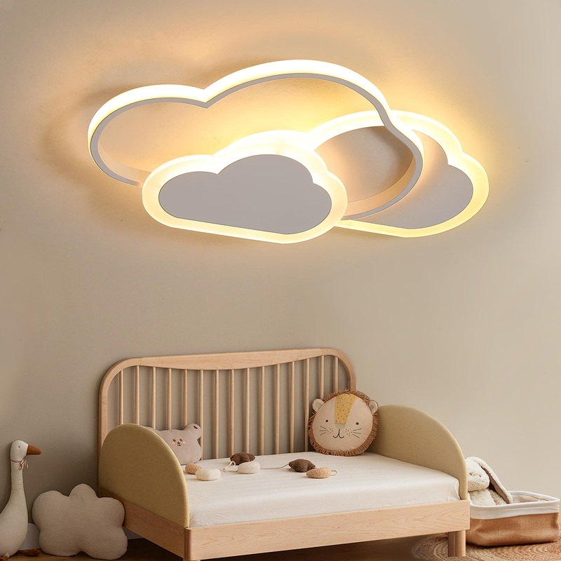Yueu led ceiling lamp bedroom children’s room lamp creative cloud ceiling lamp children lamp deck warm white 42cm/3000k ceiling lights for baby room children’s room (remote control not included) 42cm-3000k