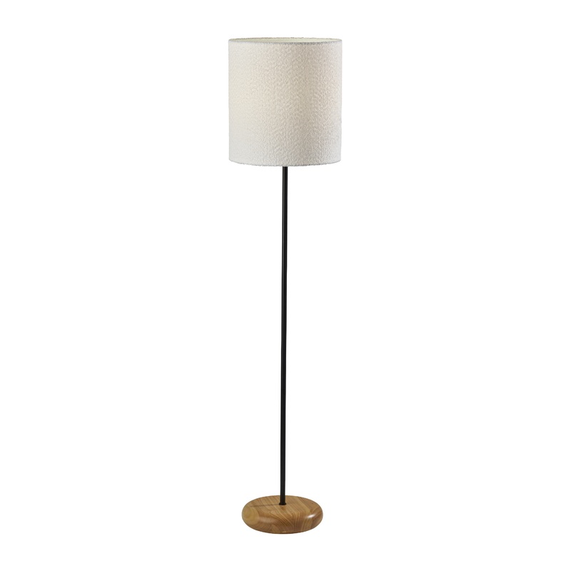 Archie Natural Wood and Boucle Floor Lamp