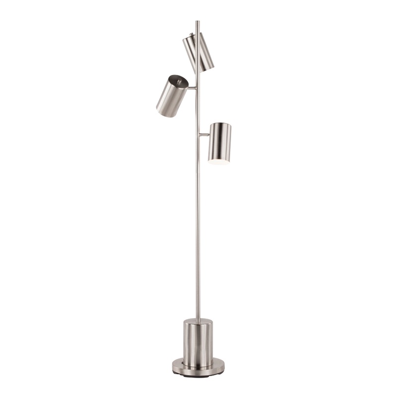 Brushed Steel 3 Light Adjustable Yesenia Floor Lamp