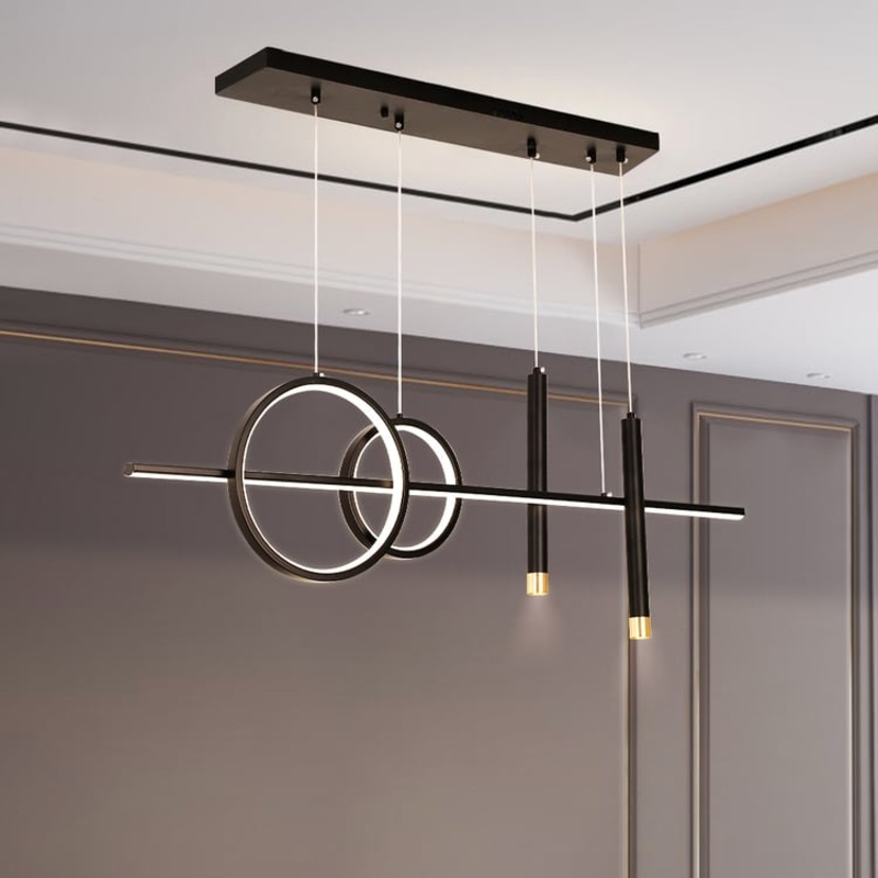 Geometric Kitchen Island Light Metal Pendant Light in Black
