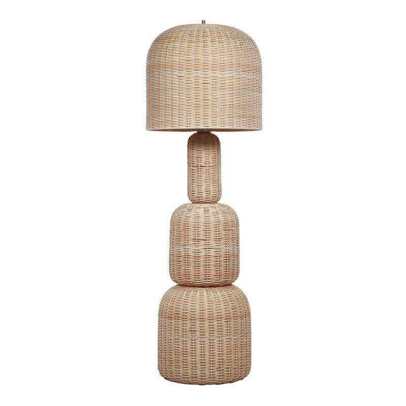 Grace Handwoven Natural Rattan Tiered Dome Floor Lamp