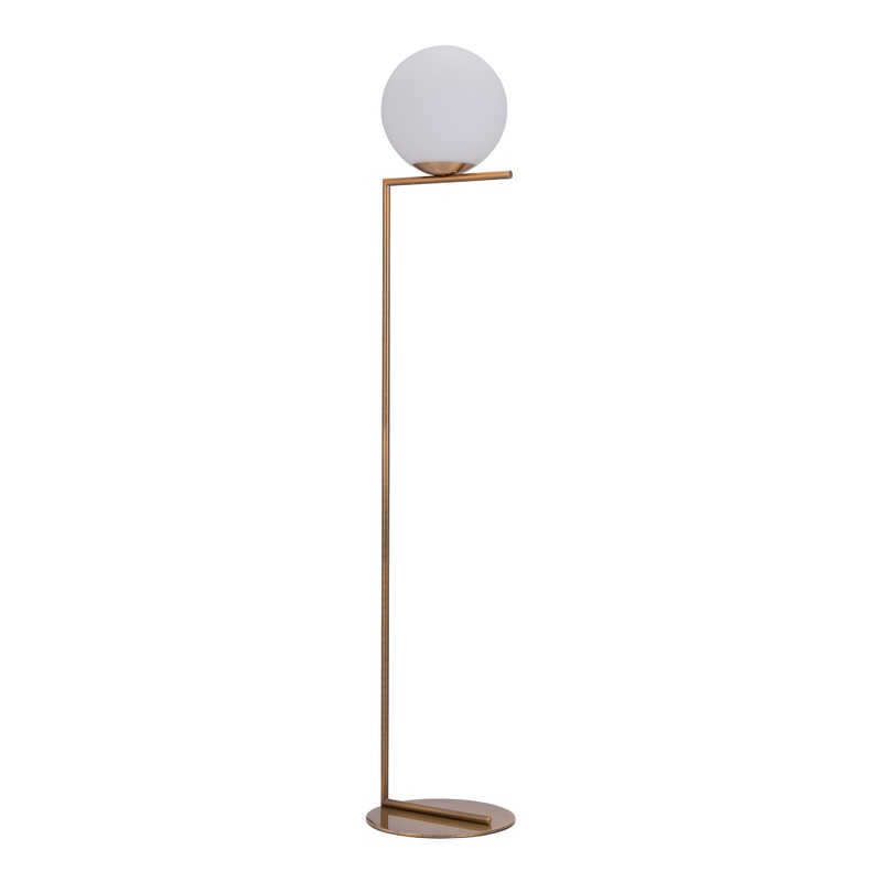 Hudson Brass and Frosted Glass Sphere Floor Lamp