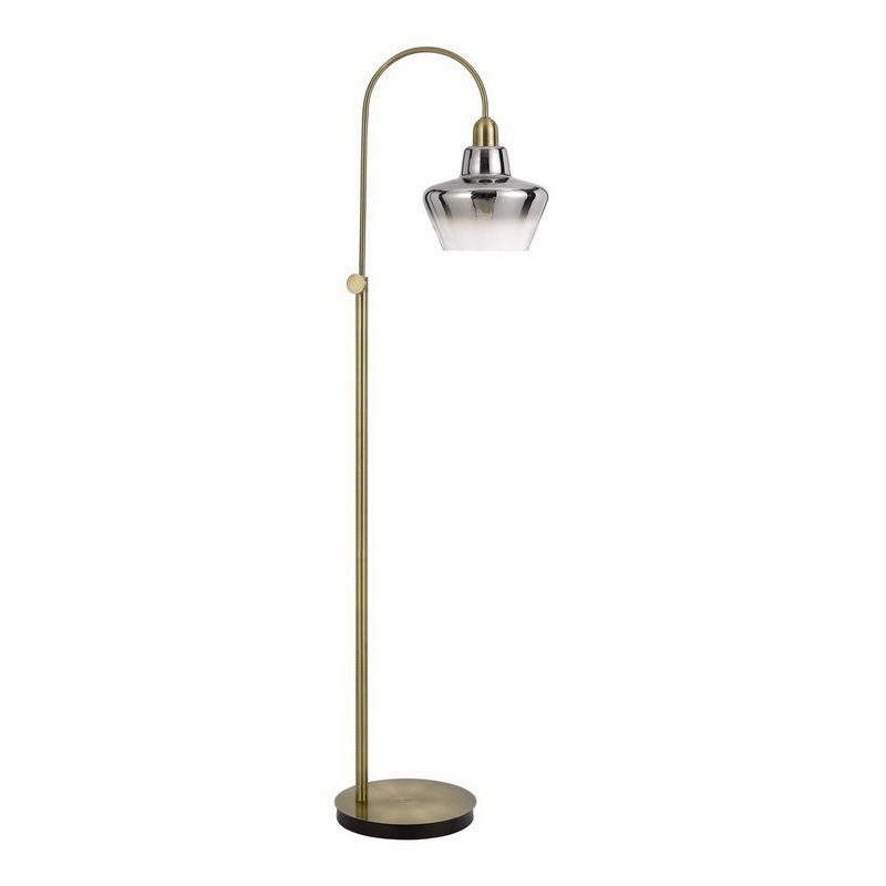 Kairos Antique Brass and Smoked Glass Adjustable Floor Lamp