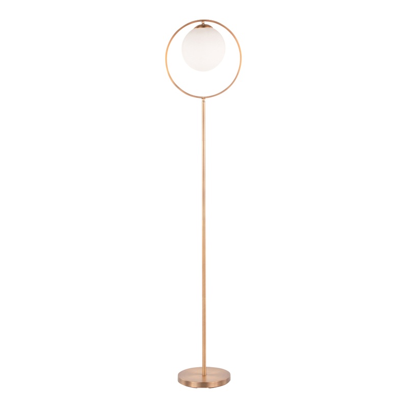 Kane Gold Circle And White Sphere Floor Lamp
