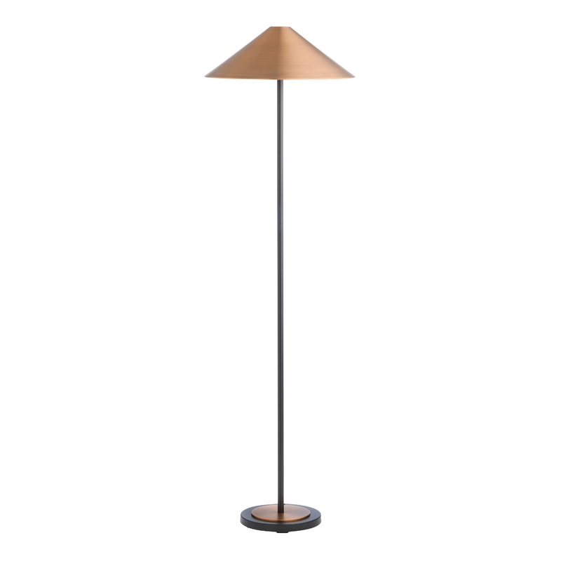 Kendall Black and Bronze Metal Empire Shade Floor Lamp