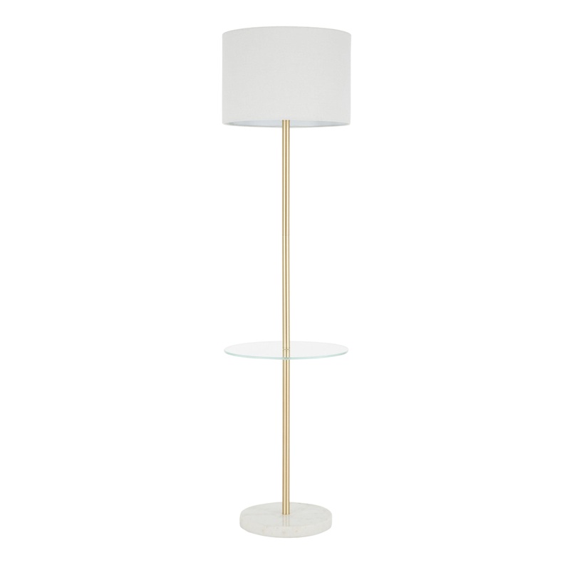 Lennox White Marble And Gold Floor Lamp With Table
