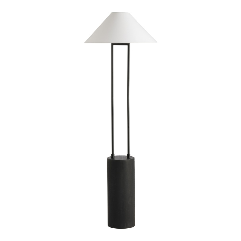 Linda Black Wood and Steel Linear Empire Shade Floor Lamp