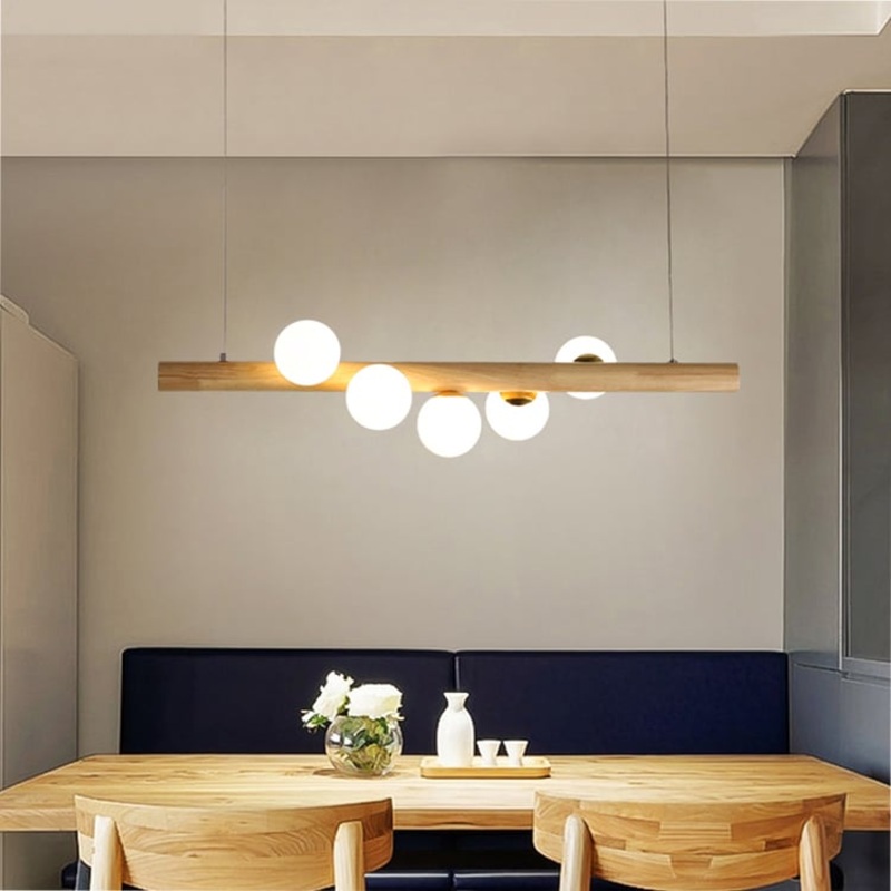 Linearc Modern Linear Kitchen Island Light Glass Globe 5-Light