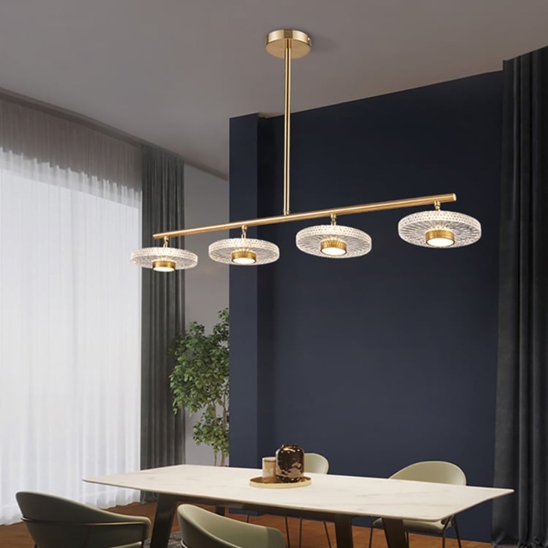 Micle Modern Gold Linear LED 4-Light Kitchen Island Light for Dining Room