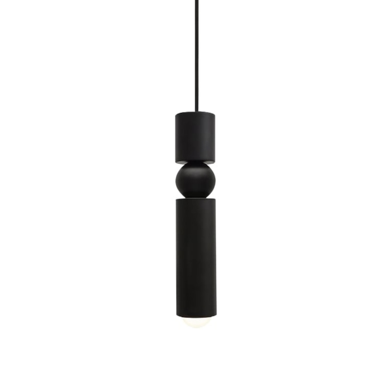 Mini Cylinder Single-Light Minimalist Pendant Light in Black
