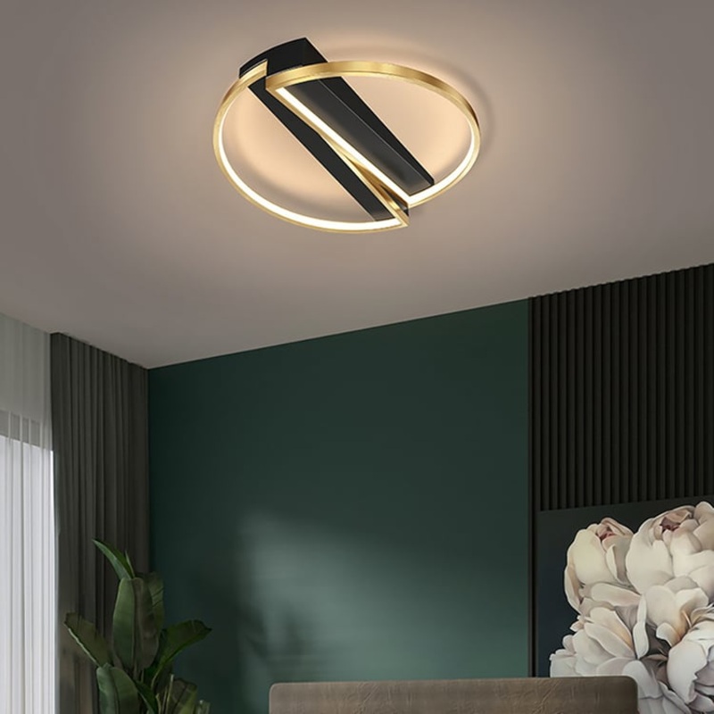 Modern LED Geometric Flush Mount Light in Gold & Black