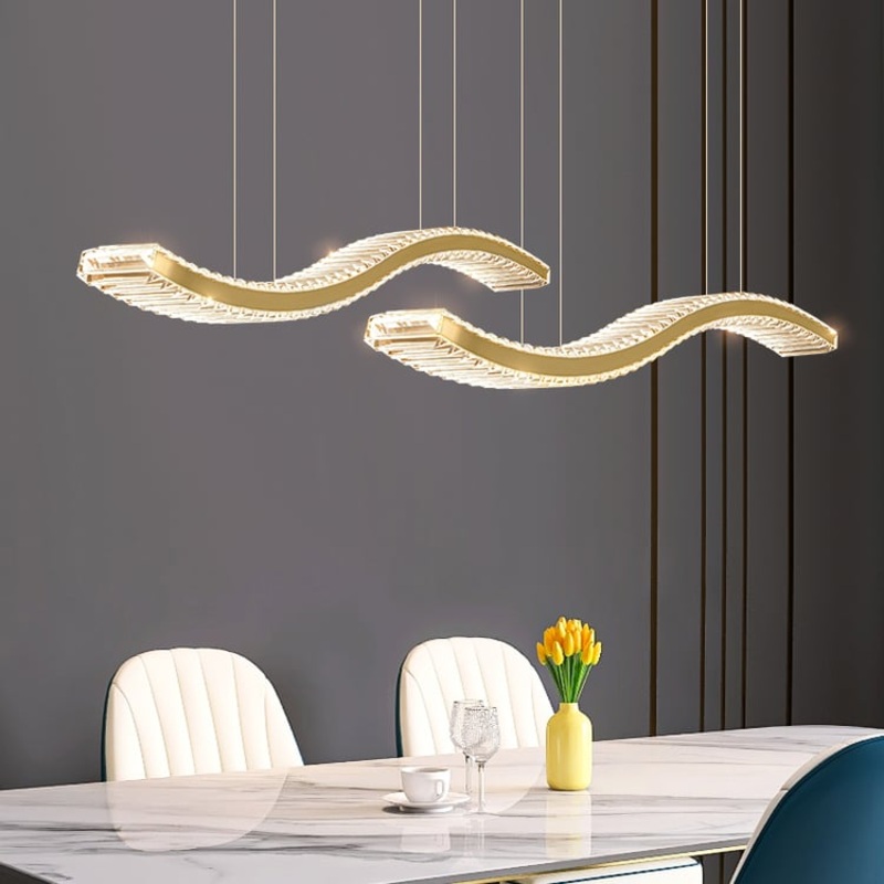 Modern Luxury Crystal Island LightDouble-S Wave LED Chandelier