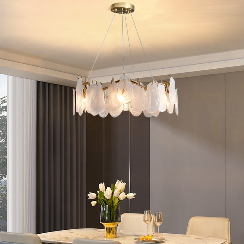 Cloude Modern 6-Light Tiered Cloud Glass Chandelier with Adjustable Cables