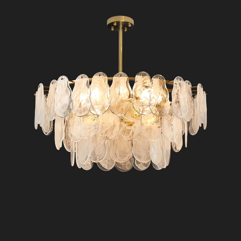 Cloude Modern 8-Light Tiered Cloud Glass Chandelier Adjustable Hanging Rod