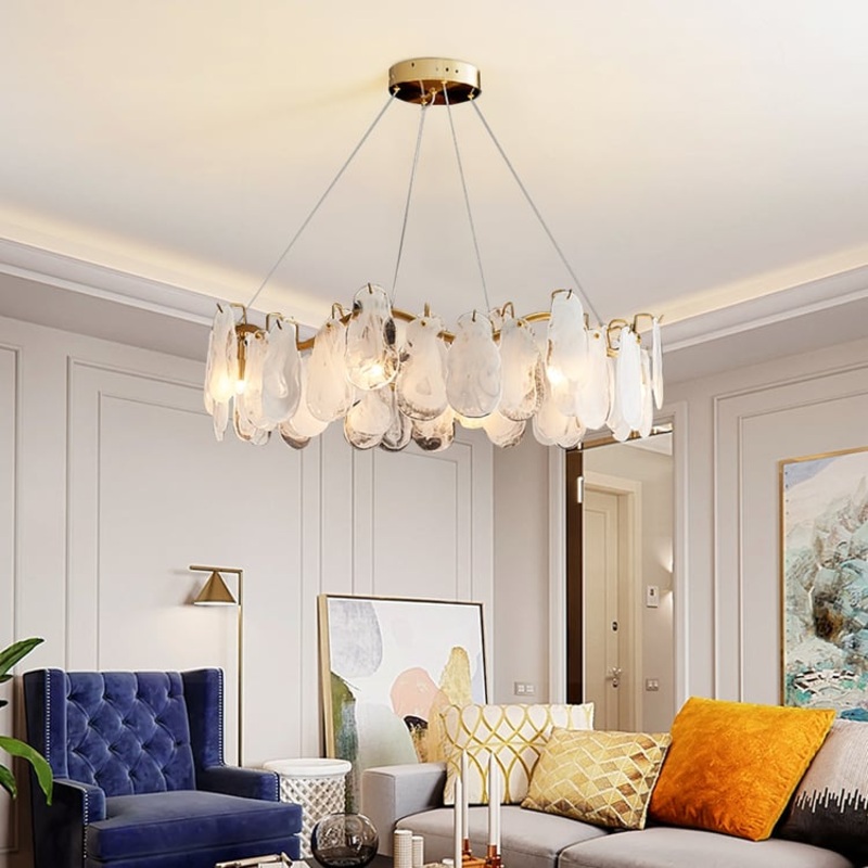 Cloude Modern 8-Light Tiered Cloud Glass Chandelier with Adjustable Cables