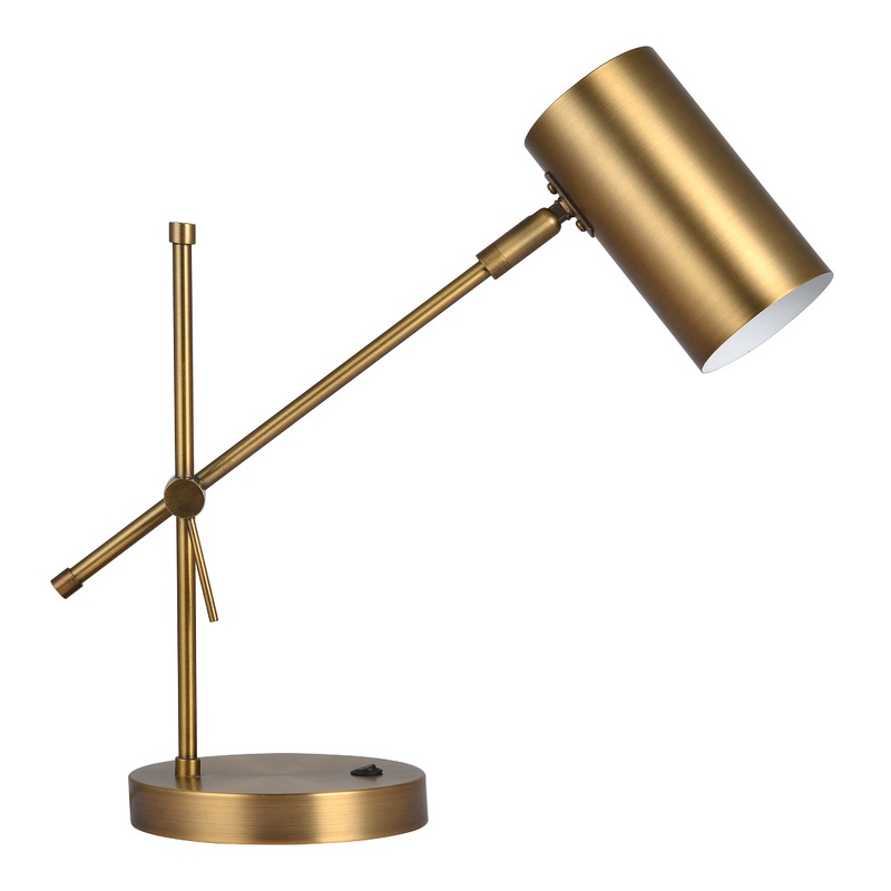 Kira Brass Adjustable Task Lamp With USB Port