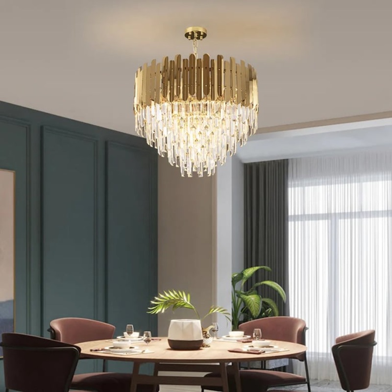 Kitoney Modern 10-Light Tiered Crystal Chandelier with Adjustable Chain