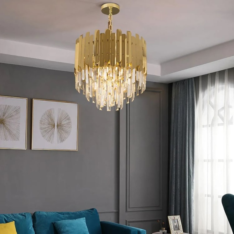 Kitoney Modern 3-Light Tiered Crystal Chandelier with Adjustable Chain