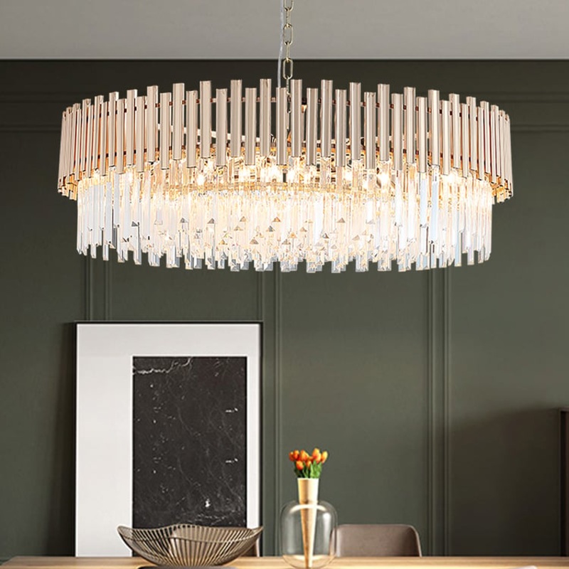 Tierizo Modern 16-Light Tiered Crystal Chandelier with Adjustable Chain in Gold