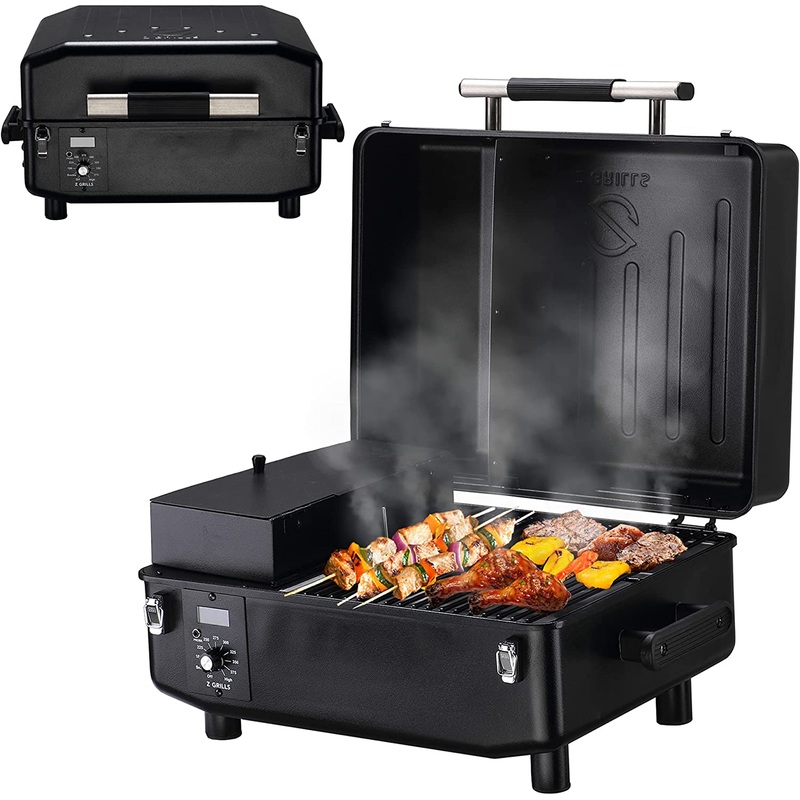 Z GRILLS Portable Wood Pellet Grill & Smoker for Outdoor BBQ, 202 sq.in Cooking Area Black